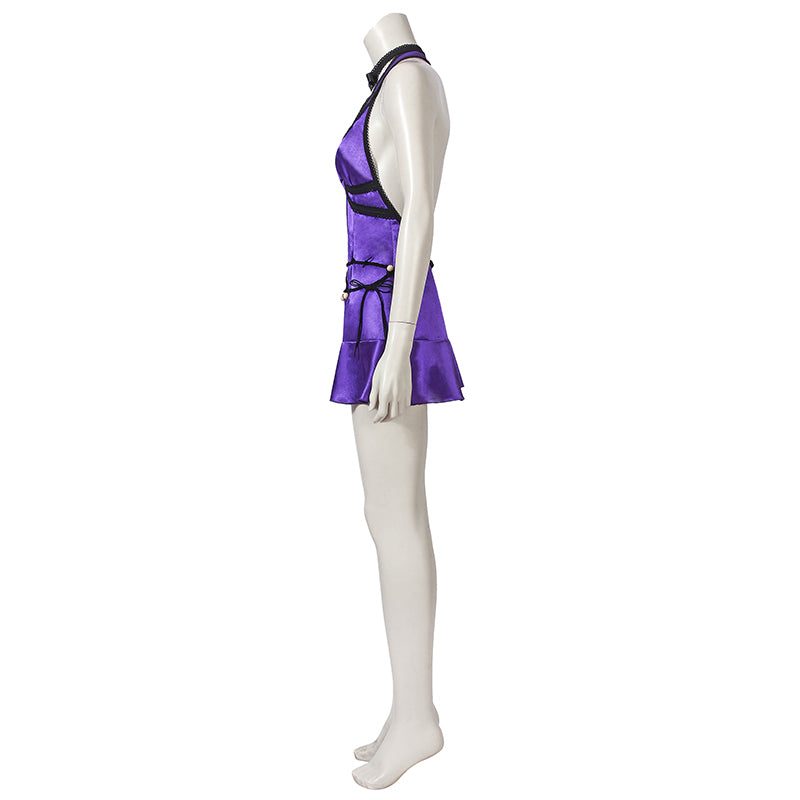 Tifa Lockhart Cosplay Costumes Final Fantasy VII Remake Purple Dress Halloween Suit