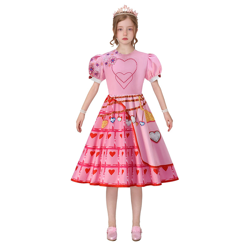 Descendants Young Queen of Hearts Kids Pink Dress Halloween Party Cosplay Costume