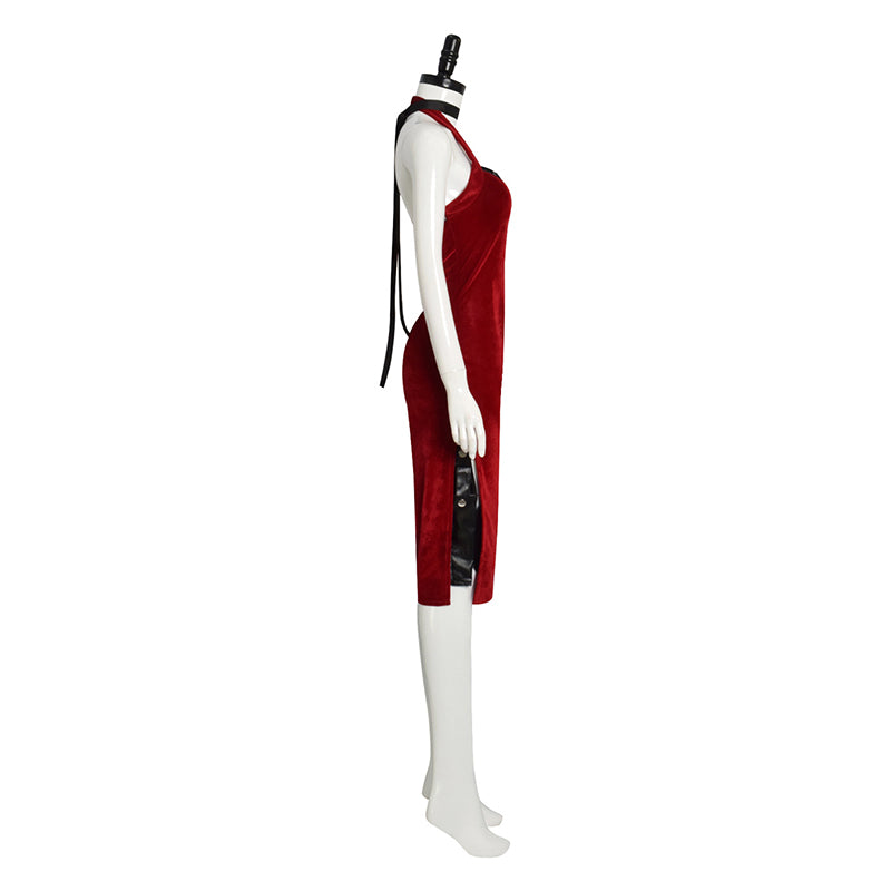Resident Evil 4 Remake Ada Wong Red Dress Cosplay Costume Halloween Exhibition Suit