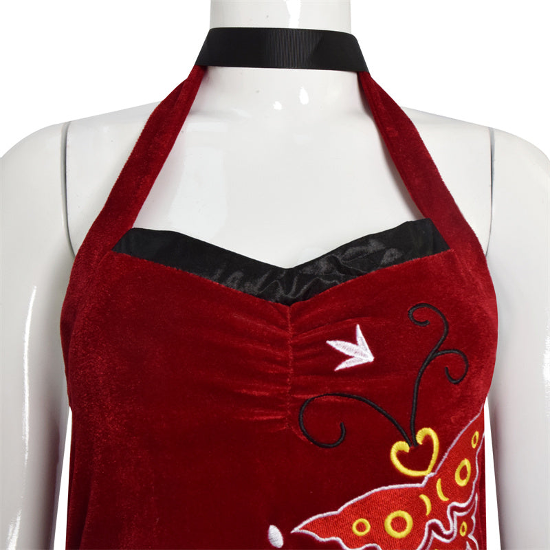 Resident Evil 4 Remake Ada Wong Red Dress Cosplay Costume Halloween Exhibition Suit