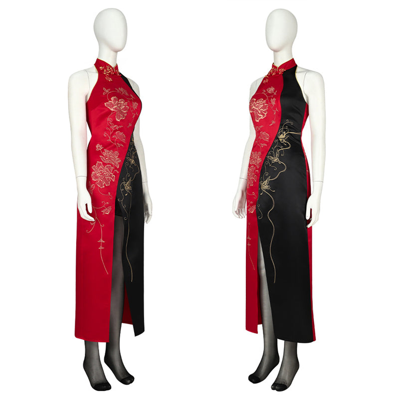Ada Wong Cosplay Costume Resident Evil 4 Remake Dress Ada Black Red Cheongsam