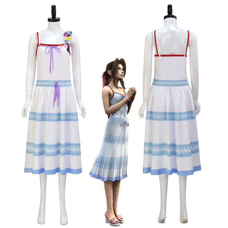 Aerith Gainsborough Blue Dress Crisis Core Final Fantasy VII Renuion Aerith Cosplay Costume