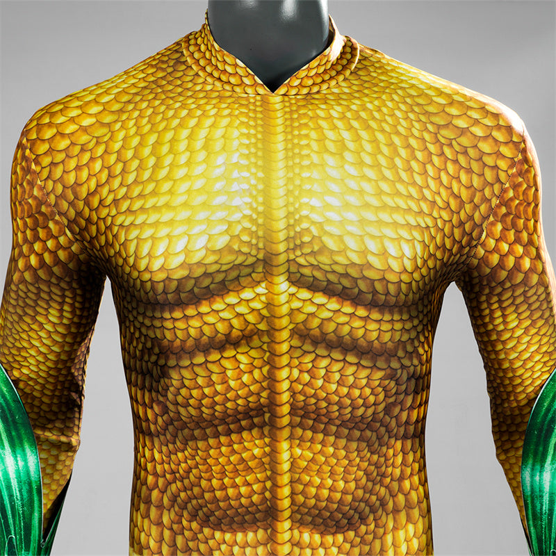 Aquaman Costume Aquaman And The Lost Kingdom Arthur Curry Cosplay Costume Gold Jumpsuit Outfit