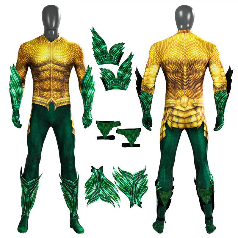 Aquaman Costume Aquaman And The Lost Kingdom Arthur Curry Cosplay Costume Gold Jumpsuit Outfit