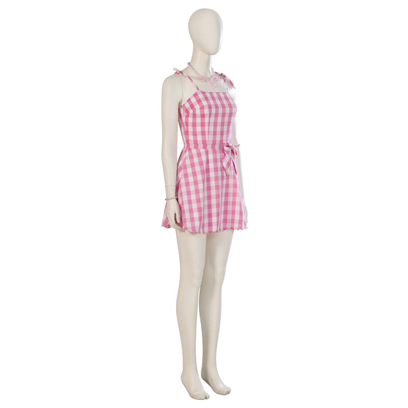 2023 Movie Barbie Beach Dress Margot Robbie Barbie Pink Short Cosplay Costume Outfit