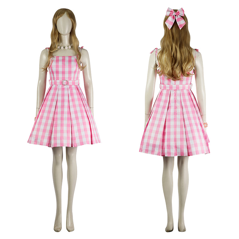 2023 Barbie Movie Cosplay Costume Margot Robbie Barbie Pink Dress Halloween Outfit