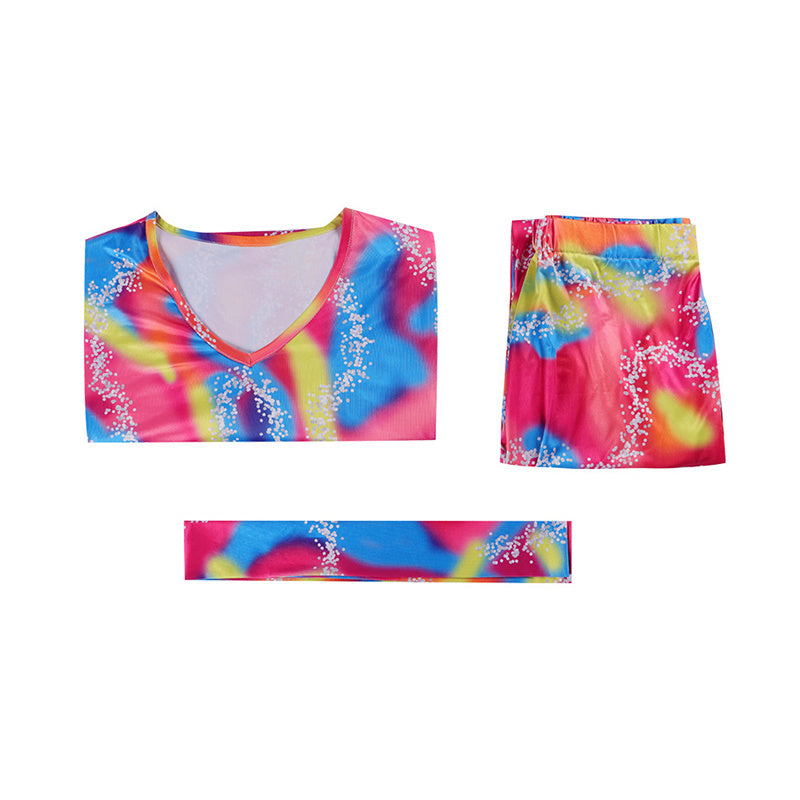 Margot Robbie Barbie Cosplay Costume Retro Hip-hop Street Outfit Halloween Dance Performance Suit