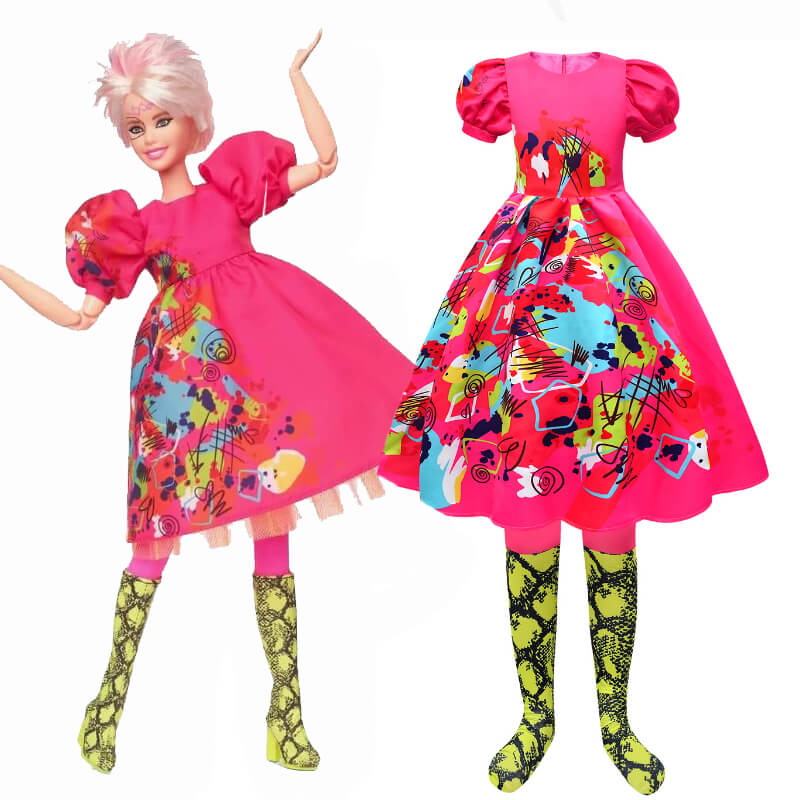 Kids Weird Barbie Costume Girls Kate McKinnon Weird Dress Halloween Outfit ACcosplay