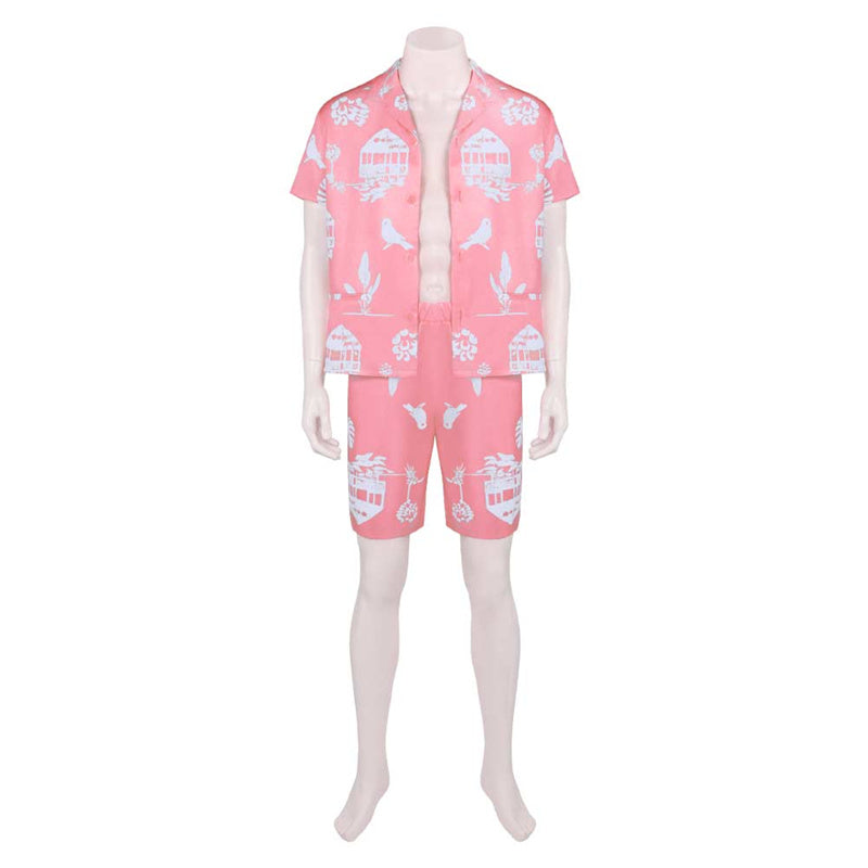 2023 Movie Barbie Ken Pink Beach Suit Ken Doll Printed Shirt Shorts Outfit