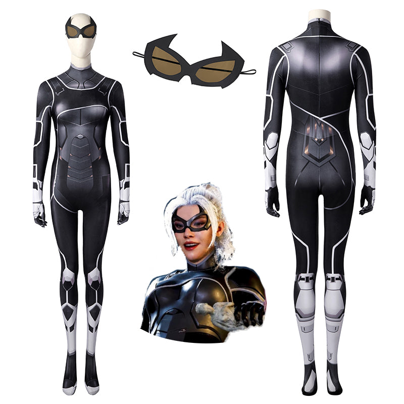 Spider Man Remake Black Cat Cosplay Costume Supergirl Jumpsuit Glasses Halloween Carnival Suit