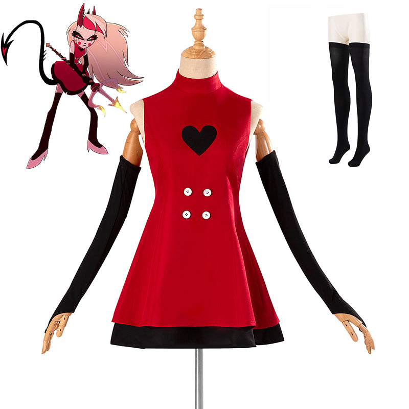 Hazbin Hotel Charlie Full Demon Cosplay Costume Anime Red Dress Halloween Suit
