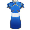 Street Fighter Chun Li Cosplay Costume Blue Cheongsam Dress Halloween Carnival Suit