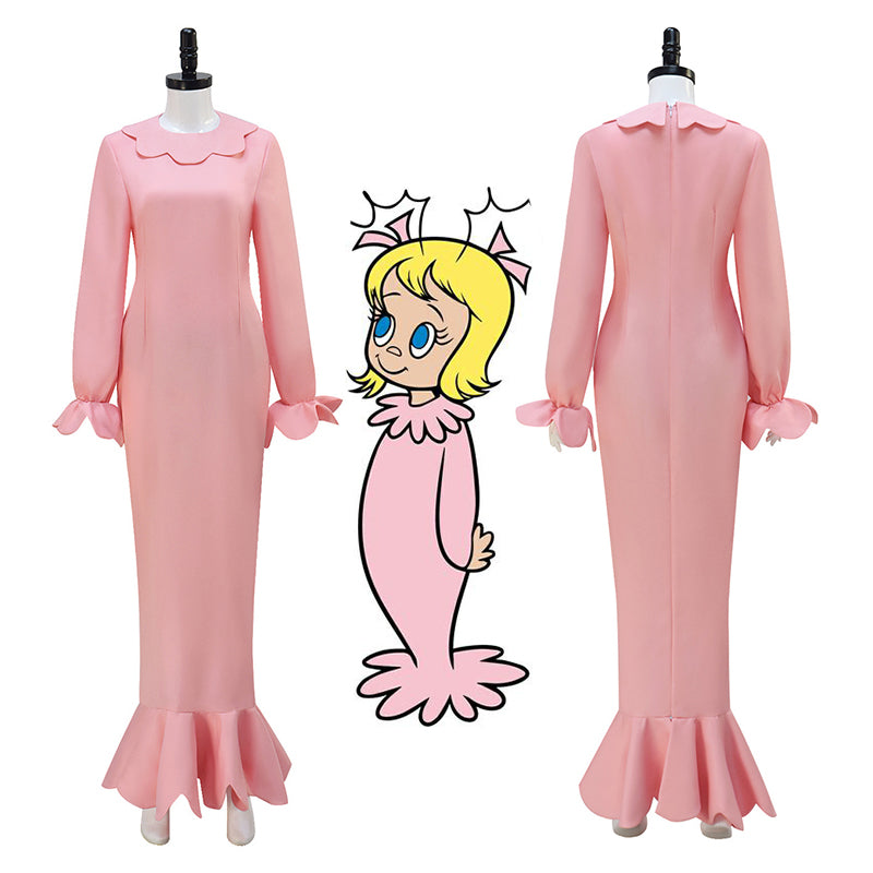 Dr. Seuss Cindy Lou Who Cosplay Costume The Grinch Pink Dress Christmas Party Suit