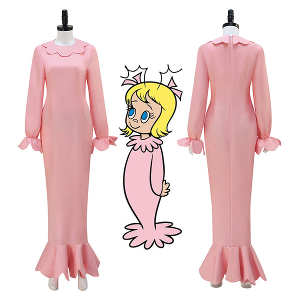 Dr. Seuss Cindy Lou Who Cosplay Costume The Grinch Pink Dress Christmas  Party Suit