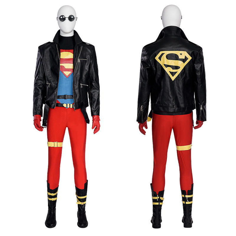 Comic Superboy Cosplay Superhero Superboy Conner Kent Costume Black Jacket Halloween Suit