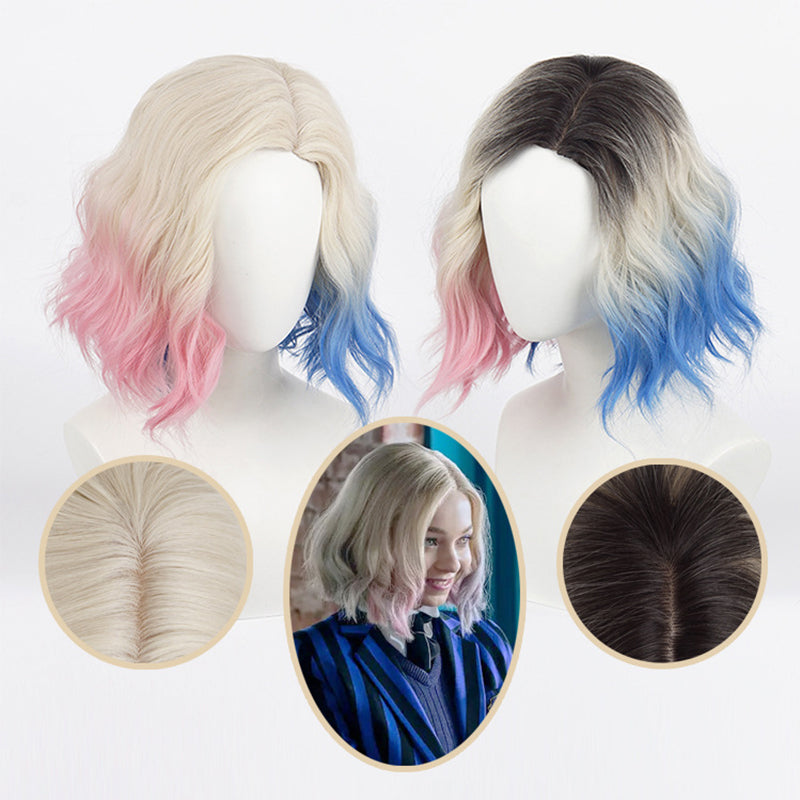 Enid Sinclair Wig Wednesday Cosplay Wigs Blonde Pink Blue Gradient Hair Halloween Wigs