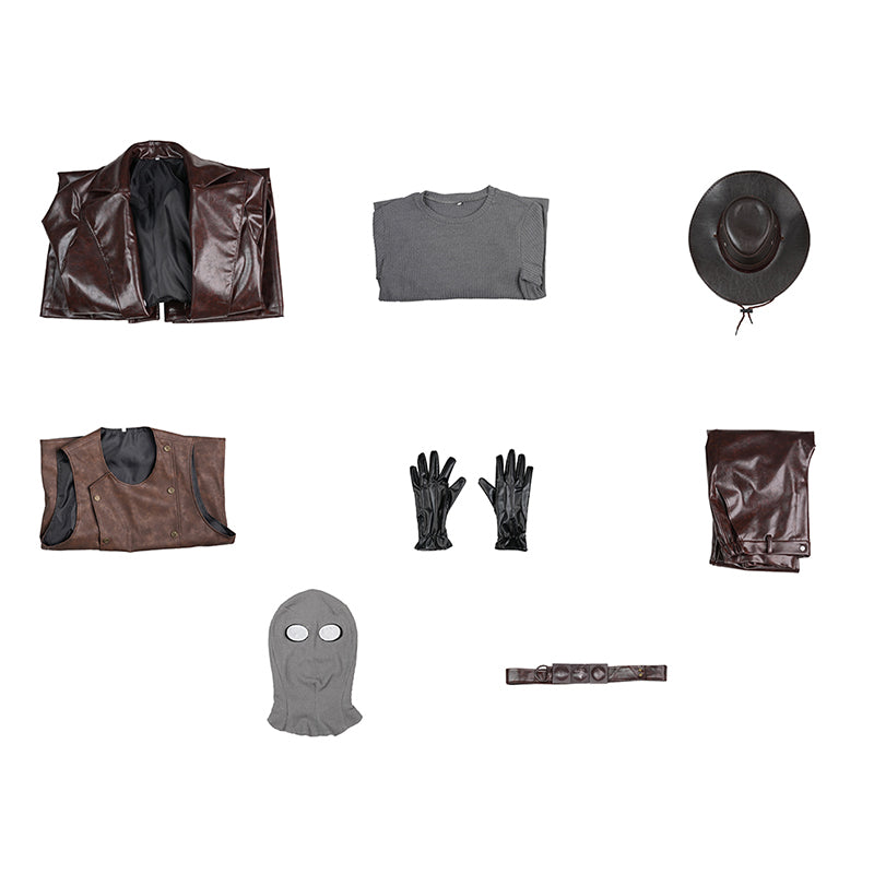 Spider Man Noir Cosplay Costume Brown Leather Halloween Outfit ACcosplay
