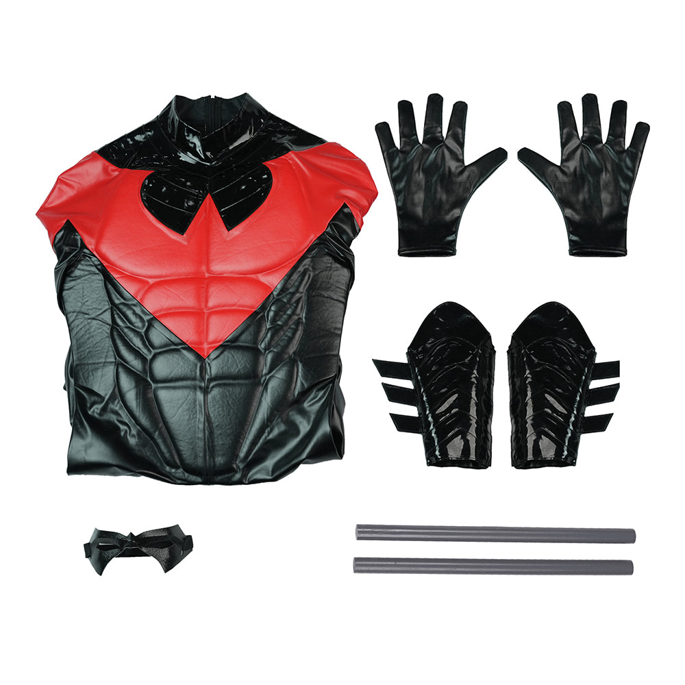 The New 52 Nightwing Dick Grayson Cosplay Costume Red Leather Halloween Outfit ACcosplay