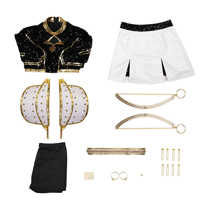Kpop Demon Hunters Zoey Cosplay Costume Black Golden Dance Suit Halloween Fancy Outfit ACcosplay