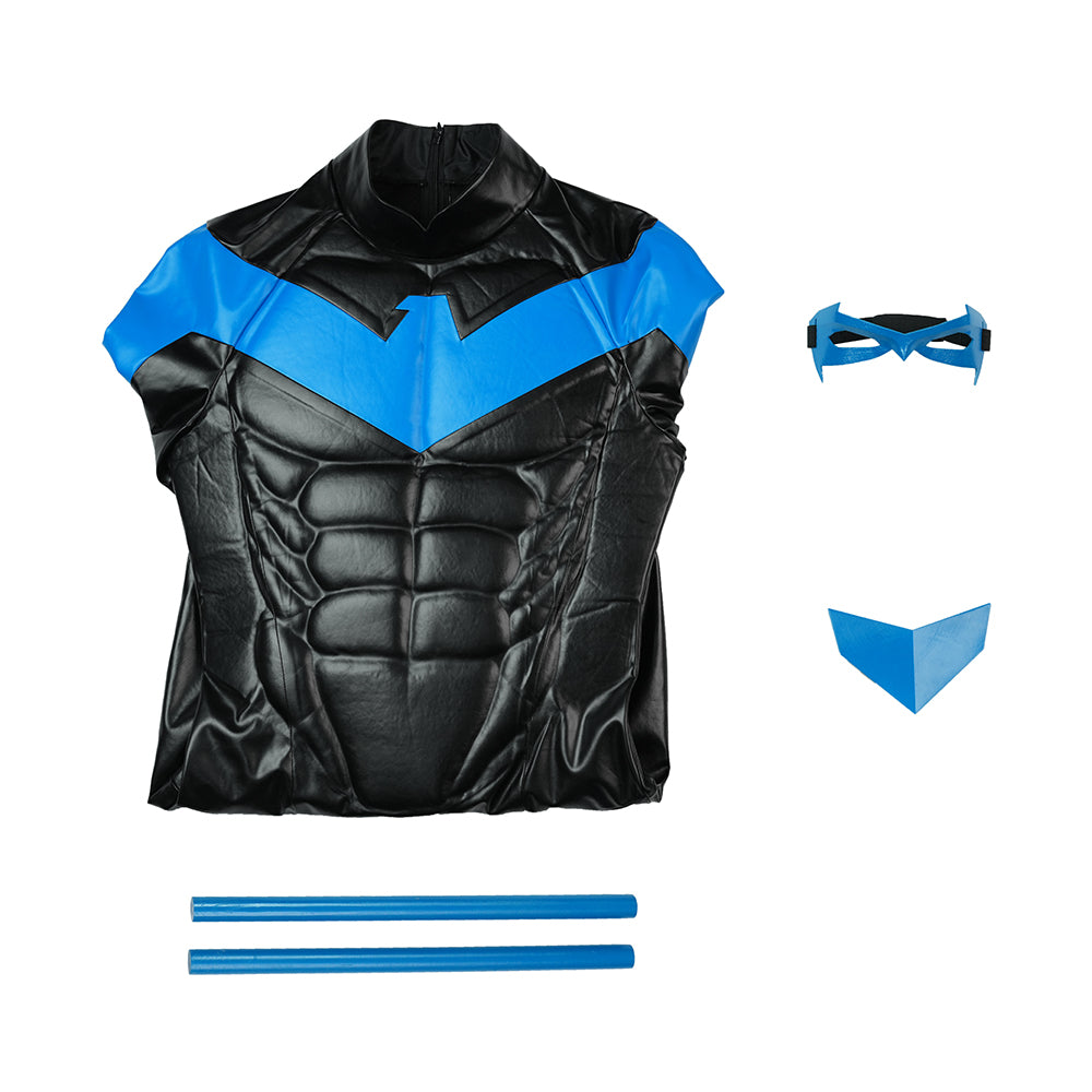 Dick Grayson Nightwing Cosplay Costume Nightwing Blue Leather Jumpsuit ACcosplay