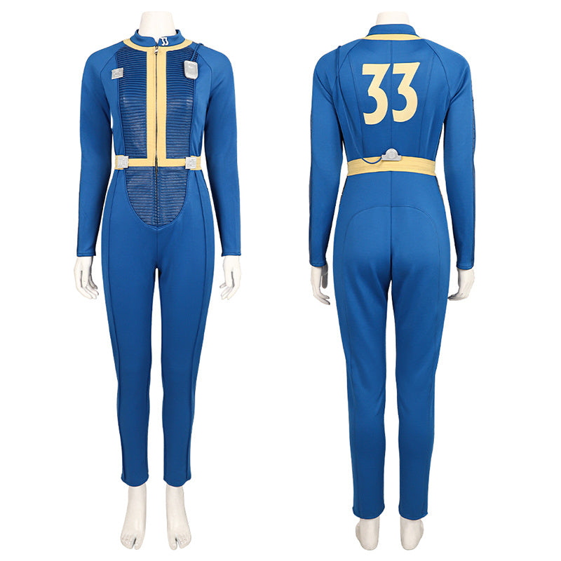 Female Fallout Lucy Cosplay Costume Vault 33 Jumpsuit Vault Dweller Blue Uniform