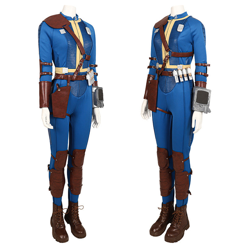Female Fallout Lucy Cosplay Costume Vault 33 Jumpsuit Vault Dweller Blue Uniform