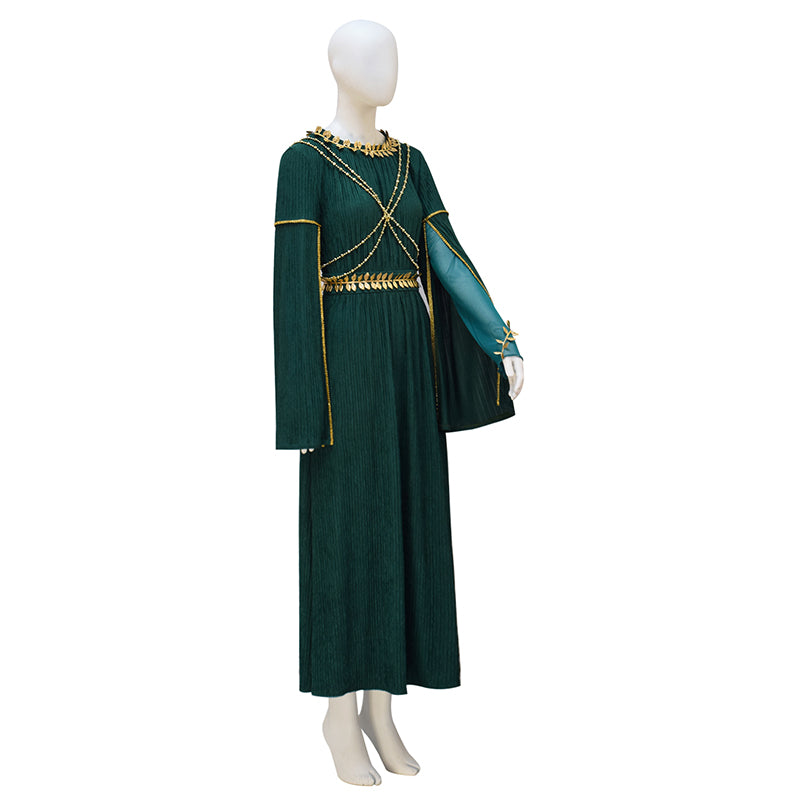 Galadriel Green Dress The Rings of Power Season 2 Cosplay Costume Halloween Suit