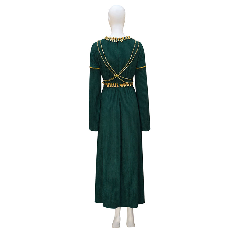 Galadriel Green Dress The Rings of Power Season 2 Cosplay Costume Halloween Suit