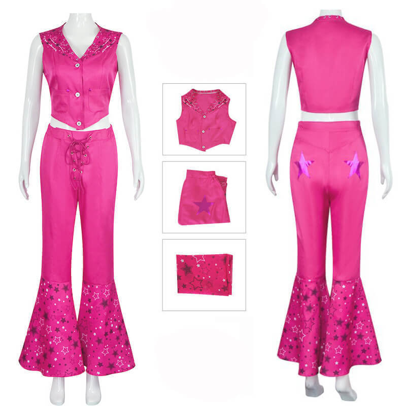 Girls Barbie Cowgirl Costume 2023 Barbie Movie Pink Outfit for Kids ACcosplay