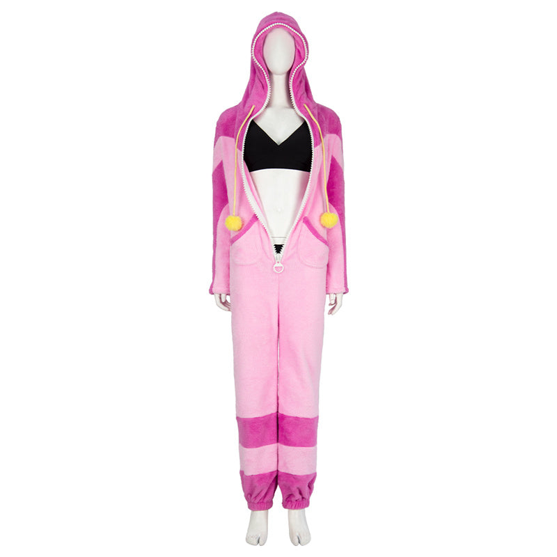 SF 6 Han Juri Cosplay Costume Street Fighter Juri Pink Jumpsuit Halloween Pajama