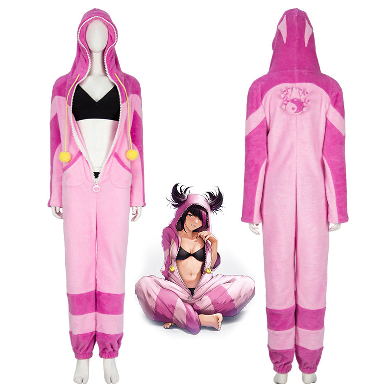 SF 6 Han Juri Cosplay Costume Street Fighter Juri Pink Jumpsuit Halloween Pajama