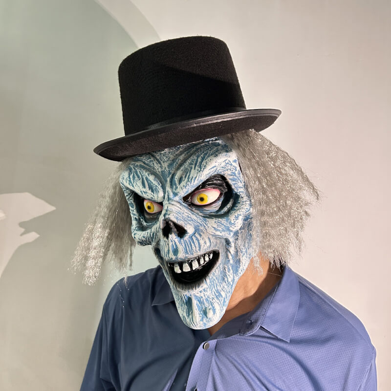 Hatbox Ghost Mask Halloween Scariest Mask Latex Cosplay Prop with Hair ACcosplay