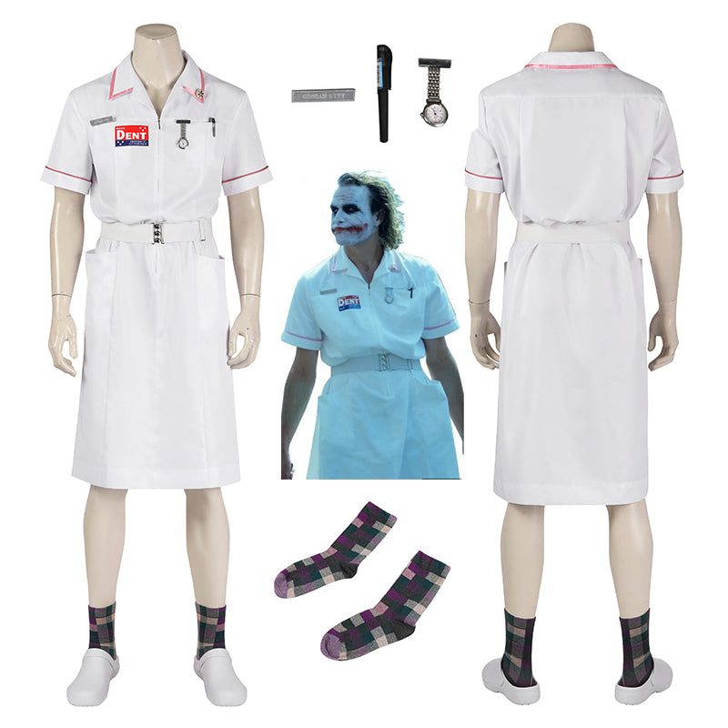 Joker Nurse Outfit Unifrom The Dark Knight Joker Cosplay Costume Joker Halloween Suit