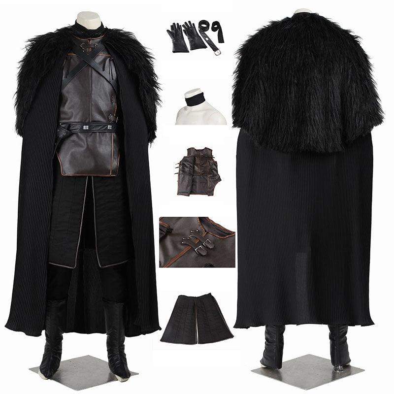 Game of Thrones Season 8 Jon Snow Cosplay Costume Halloween Party Suit