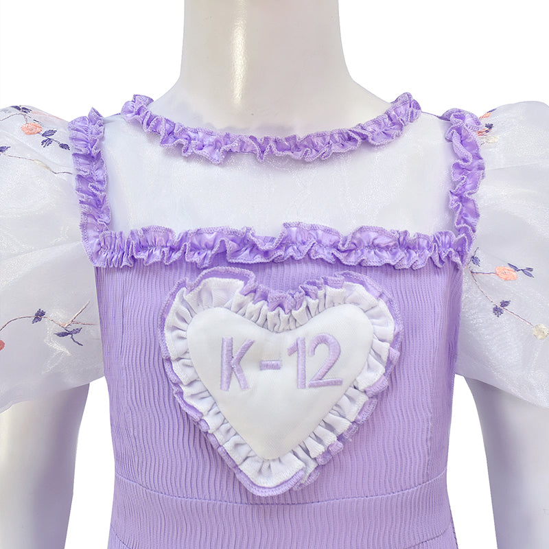 K-12 Purple Dress Kids Melanie Martinez K 12 Cosplay Costume White Embroider Sleeves