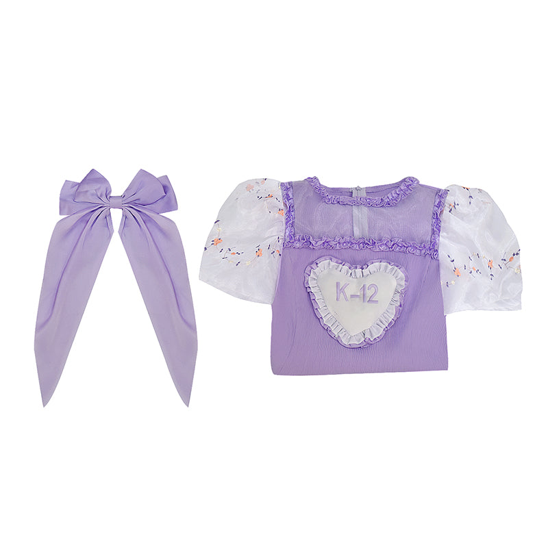 K-12 Purple Dress Kids Melanie Martinez K 12 Cosplay Costume White Embroider Sleeves