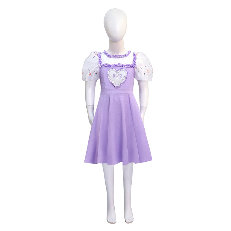 K-12 Purple Dress Kids Melanie Martinez K 12 Cosplay Costume White Embroider Sleeves