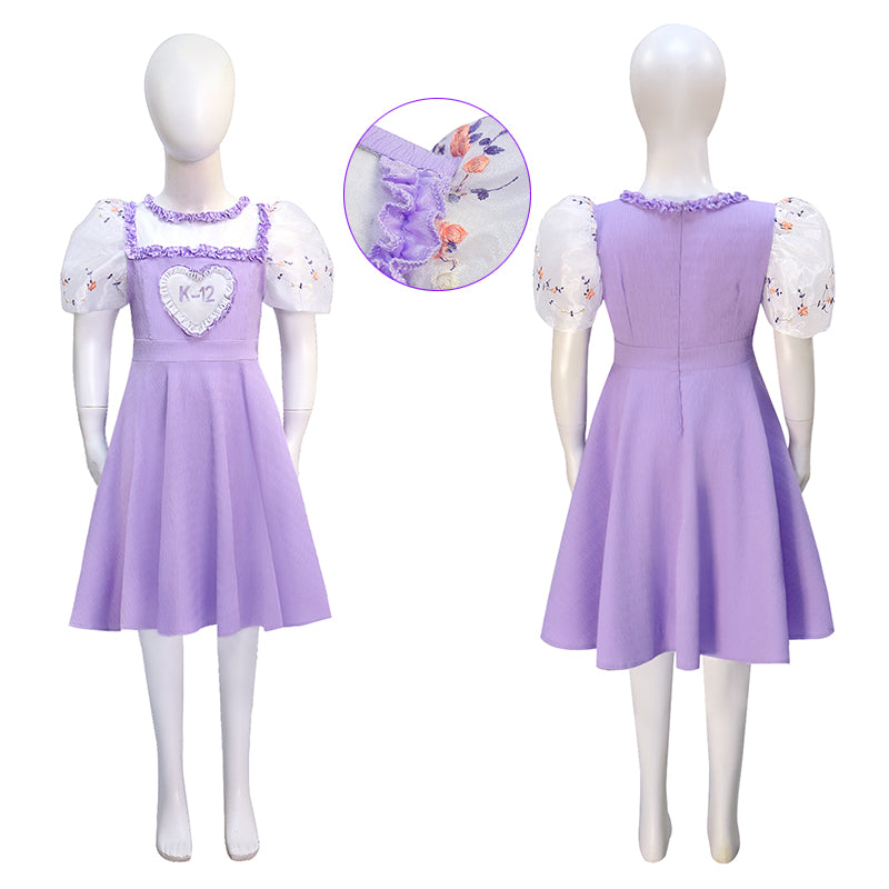 K-12 Purple Dress Kids Melanie Martinez K 12 Cosplay Costume White Embroider Sleeves