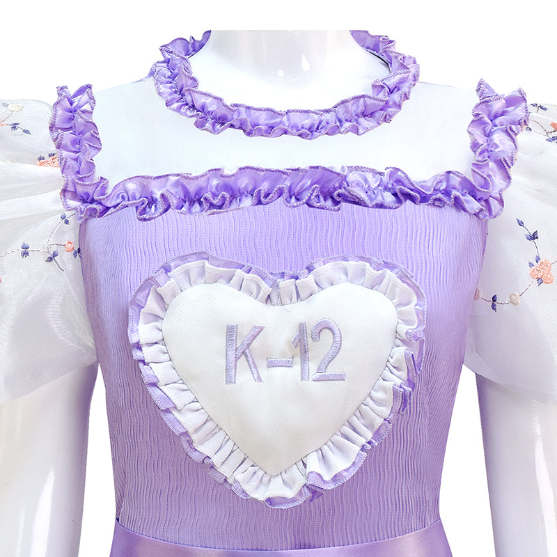 K-12 Purple Dress Melanie Martinez K 12 Cosplay Costume White Embroider Sleeves