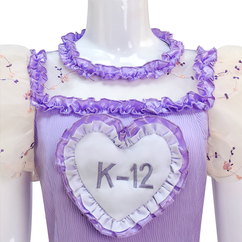 K-12 Purple Dress Melanie Martinez K 12 Cosplay Costume Beige Embroider Sleeves