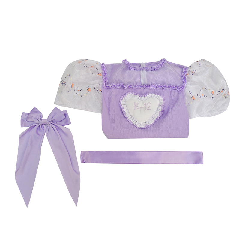 K-12 Purple Dress Melanie Martinez K 12 Cosplay Costume White Embroider Sleeves