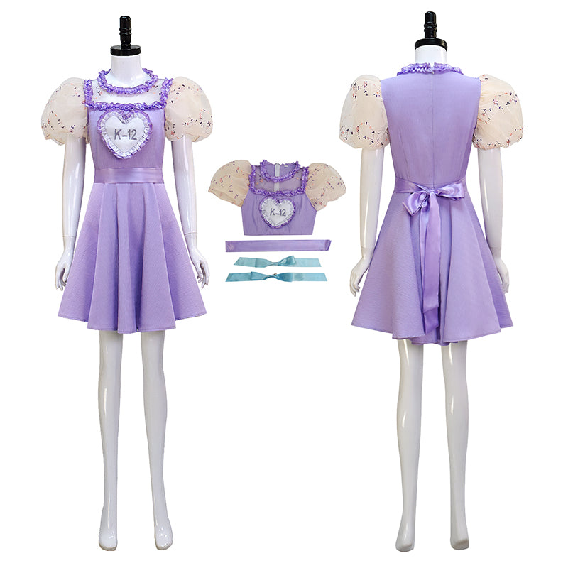 K-12 Purple Dress Melanie Martinez K 12 Cosplay Costume Beige Embroider Sleeves