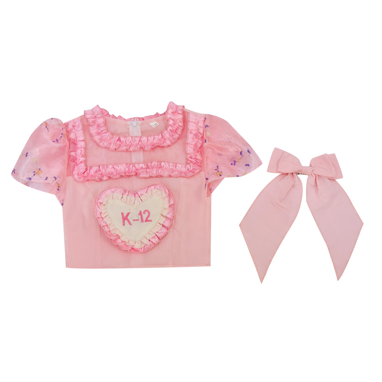 Kids Melanie Martinez K 12 Dress Cosplay Costume K-12 Crybaby Dress Pink Embroider Sleeves