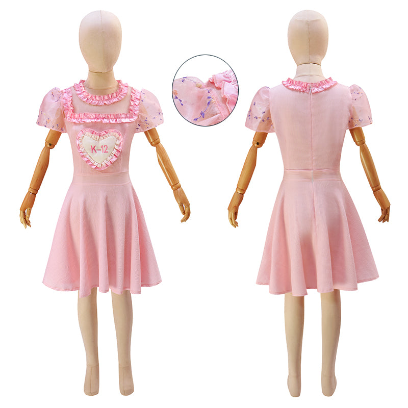 Kids Melanie Martinez K 12 Dress Cosplay Costume K-12 Crybaby Dress Pink Embroider Sleeves