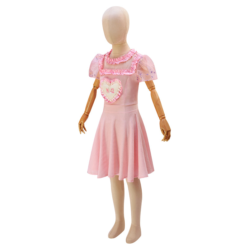 Kids Melanie Martinez K 12 Dress Cosplay Costume K-12 Crybaby Dress Pink Embroider Sleeves