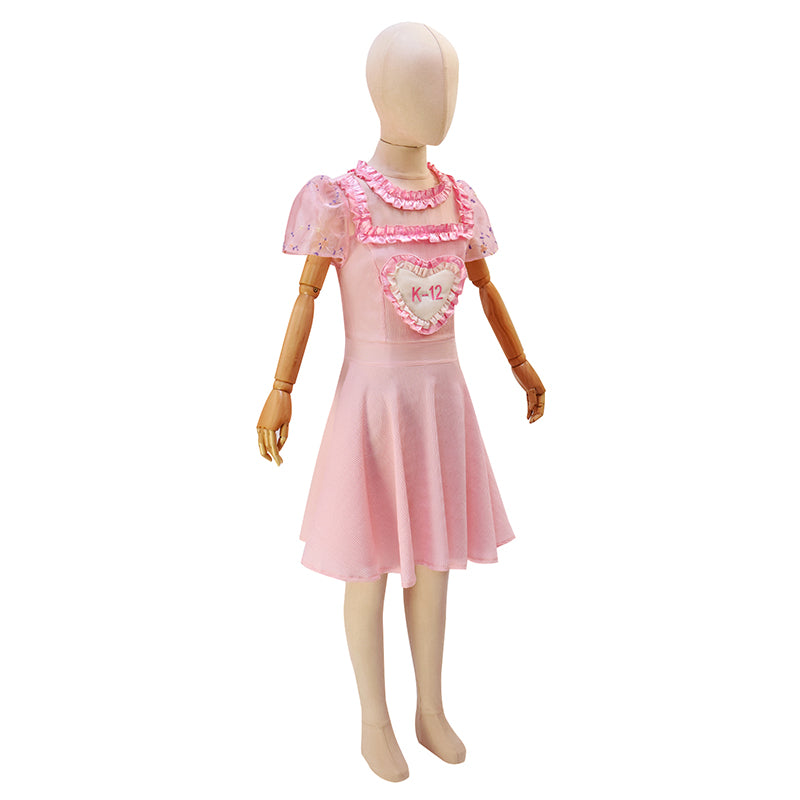 Kids Melanie Martinez K 12 Dress Cosplay Costume K-12 Crybaby Dress Pink Embroider Sleeves