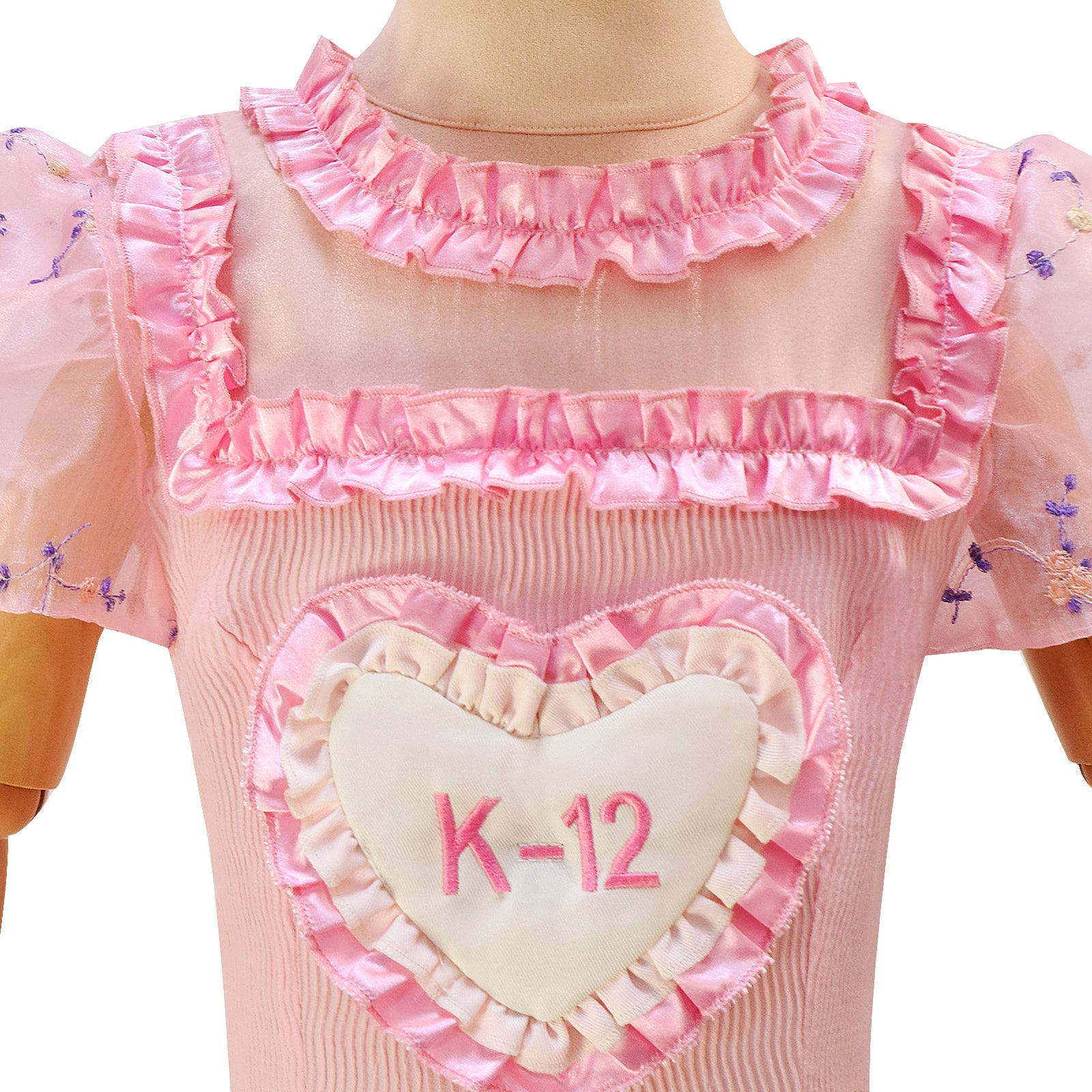 Kids Melanie Martinez K 12 Dress Cosplay Costume K-12 Crybaby Dress Pink Embroider Sleeves