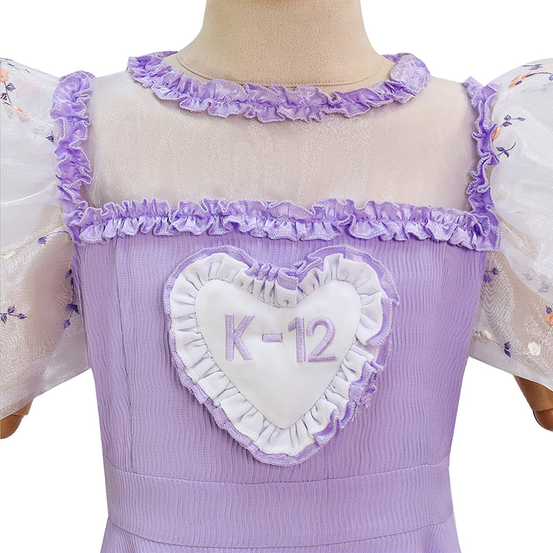 Kids K-12 Purple Dress Melanie Martinez K 12 Cosplay Costume Beige Embroider Sleeves