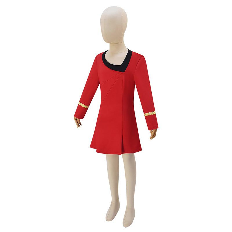 Kids Star Trek Uniform Starfleet Duty Red Dress Classic Uhura Dress Cosplay Costume ACcosplay