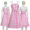 2023 Movie Barbie Cosplay Margot Robbie Barbie Cosplay Costume Pink Plaid Dress